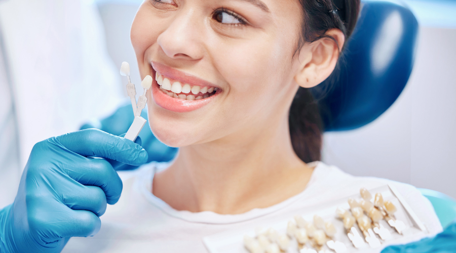 Dental Veneers, Teeth Whitening shade taking