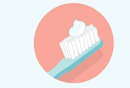Pea sized amount of toothpaste on toothbrush graphic